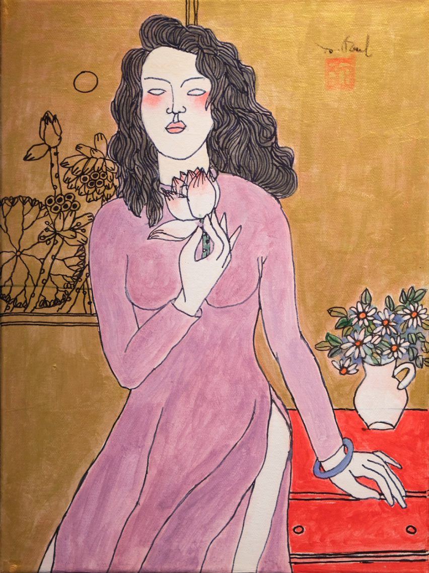 The purple Ao dai