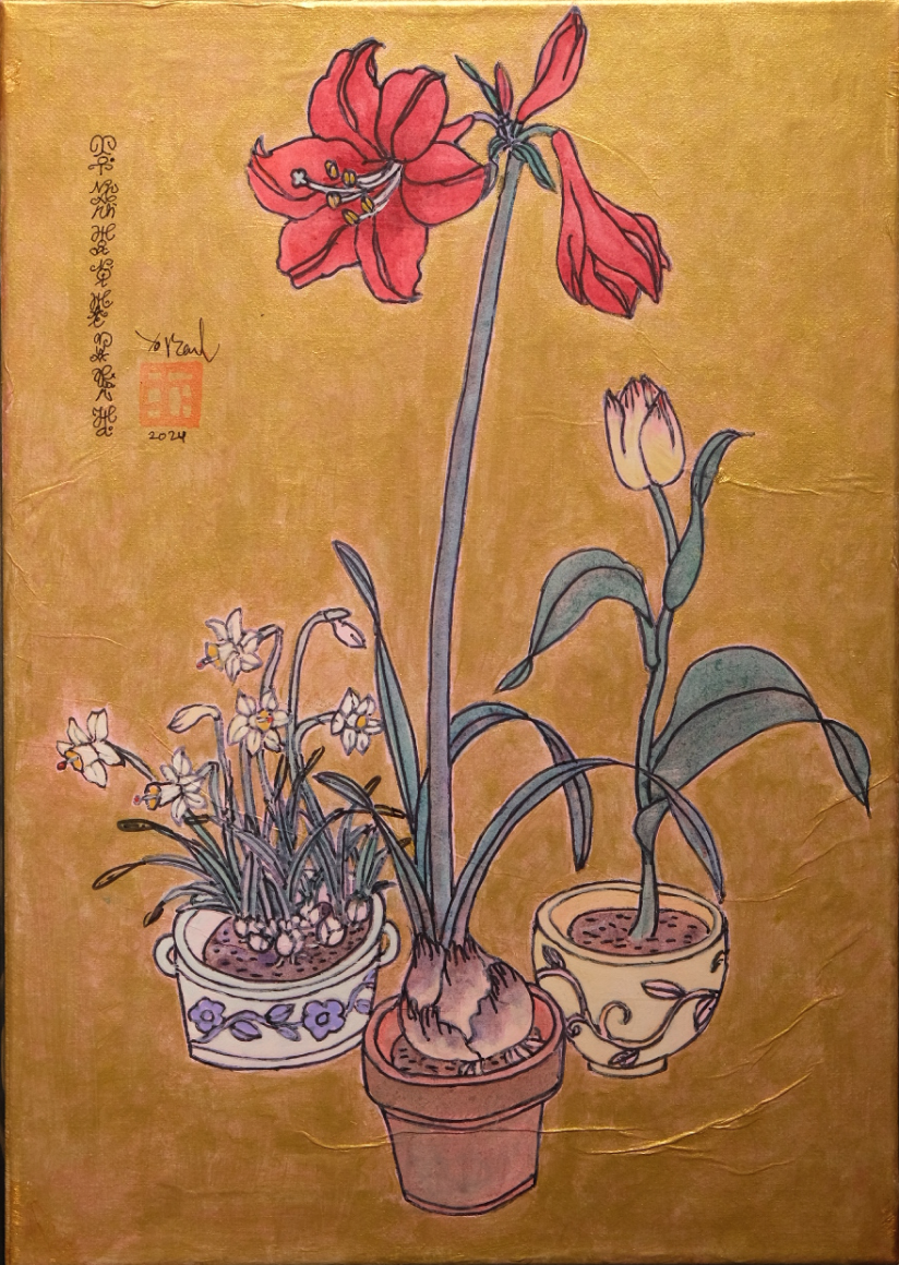 Still life with red lily