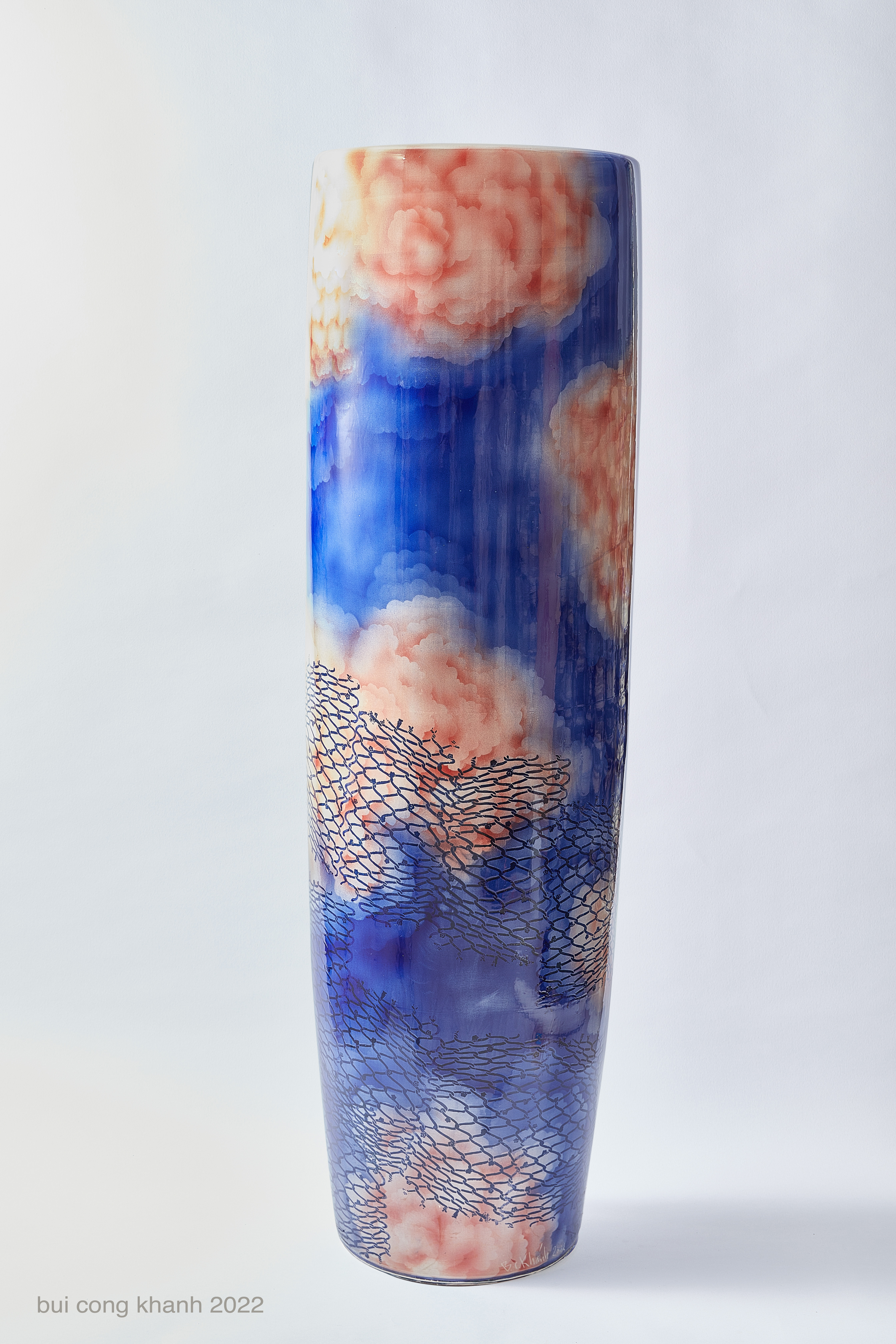 Blue sky, pink clouds” vase number 1
